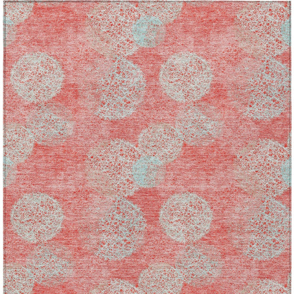 HomeRoots 5' Polka Dot Indoor Outdoor Area Rug in Salmon, Ivory & Sky Blue - Washable, Durable & Cheerful Accent 10' X 14' 614712