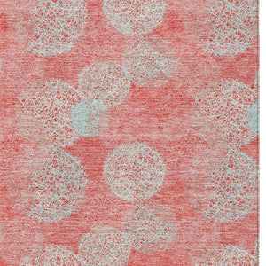 HomeRoots 5' Polka Dot Indoor Outdoor Area Rug in Salmon, Ivory & Sky Blue - Washable, Durable & Cheerful Accent 10' X 14' 614712
