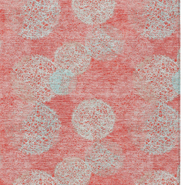 HomeRoots 5' Polka Dot Indoor Outdoor Area Rug in Salmon, Ivory & Sky Blue - Washable, Durable & Cheerful Accent 10' X 14' 614712