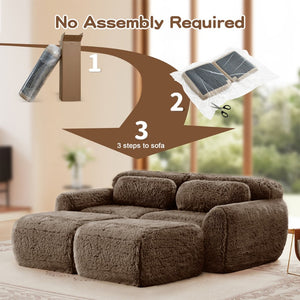 English Elm 80''soft Plush Modular Sectional Sofa with Chaise Deep Seat High Density Foam Living Room Chocolate W714S01539