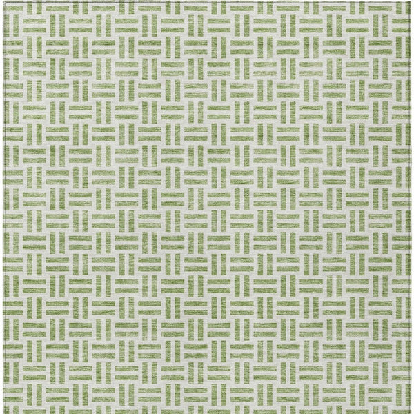 HomeRoots 5' Sage and Ivory Geometric Area Rug - Stylish, Washable Design for Indoor and Outdoor Spaces 5' X 8' 614714