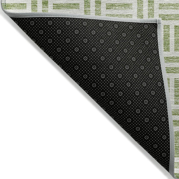 HomeRoots 5' Sage and Ivory Geometric Area Rug - Stylish, Washable Design for Indoor and Outdoor Spaces 5' X 8' 614714