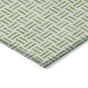 HomeRoots 5' Sage and Ivory Geometric Area Rug - Stylish, Washable Design for Indoor and Outdoor Spaces 5' X 8' 614714
