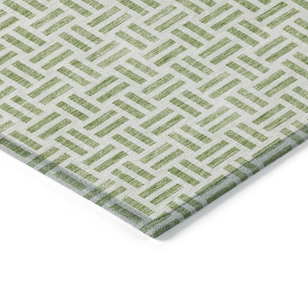 HomeRoots 5' Sage and Ivory Geometric Area Rug - Stylish, Washable Design for Indoor and Outdoor Spaces 5' X 8' 614714