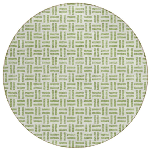 HomeRoots 5' Sage and Ivory Geometric Area Rug - Stylish, Washable Design for Indoor and Outdoor Spaces 8' Round 614715