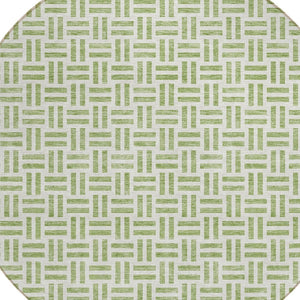 HomeRoots 5' Sage and Ivory Geometric Area Rug - Stylish, Washable Design for Indoor and Outdoor Spaces 8' Round 614715