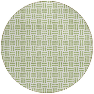 HomeRoots 5' Sage and Ivory Geometric Area Rug - Stylish, Washable Design for Indoor and Outdoor Spaces 8' Round 614715