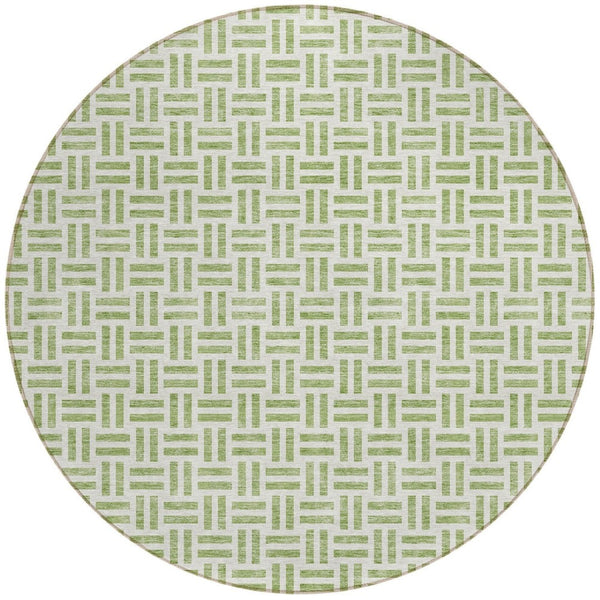 HomeRoots 5' Sage and Ivory Geometric Area Rug - Stylish, Washable Design for Indoor and Outdoor Spaces 8' Round 614715
