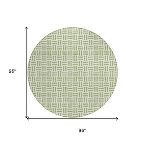 HomeRoots 5' Sage and Ivory Geometric Area Rug - Stylish, Washable Design for Indoor and Outdoor Spaces 8' Round 614715