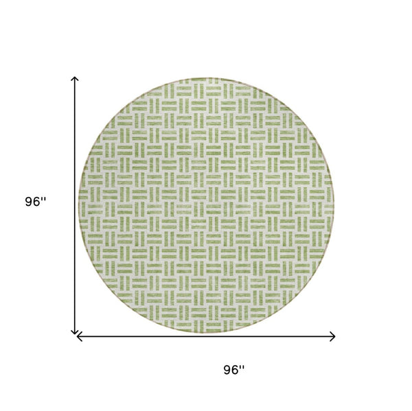 HomeRoots 5' Sage and Ivory Geometric Area Rug - Stylish, Washable Design for Indoor and Outdoor Spaces 8' Round 614715