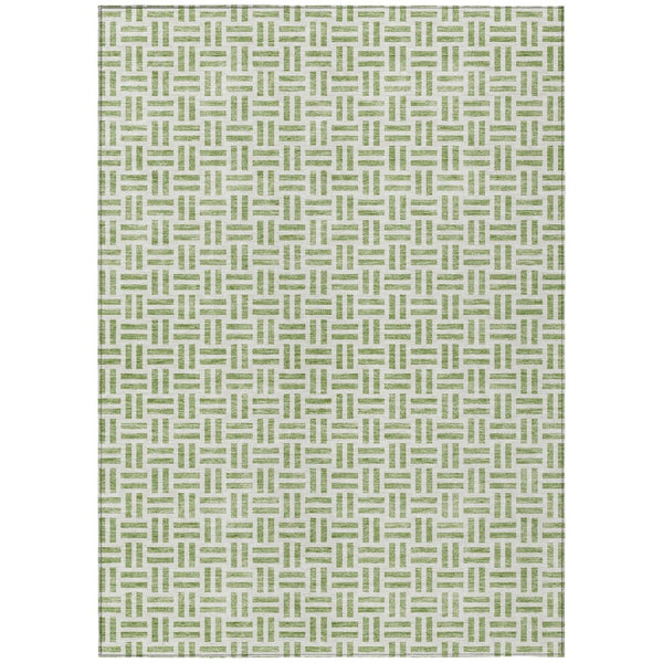 HomeRoots 5' Sage and Ivory Geometric Area Rug - Stylish, Washable Design for Indoor and Outdoor Spaces 8' X 10' 614716
