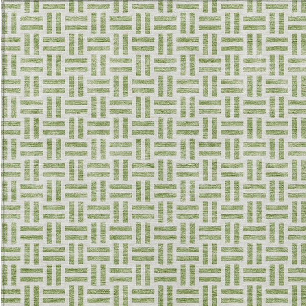 HomeRoots 5' Sage and Ivory Geometric Area Rug - Stylish, Washable Design for Indoor and Outdoor Spaces 8' X 10' 614716