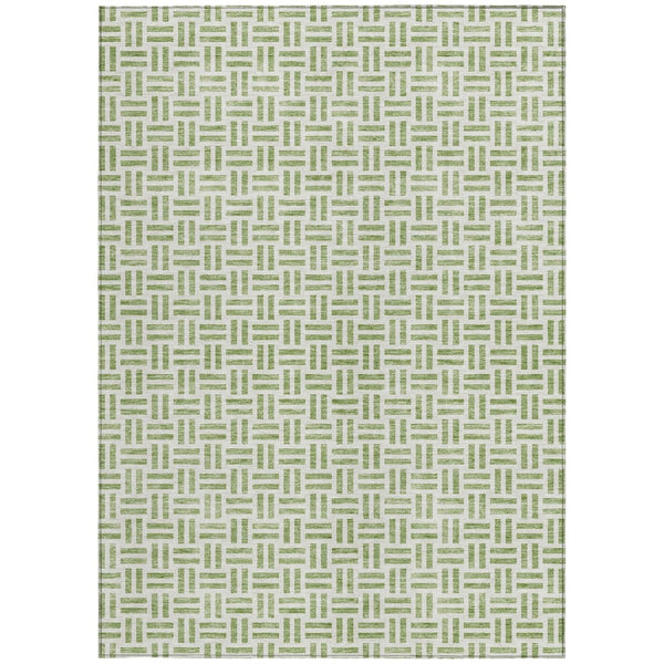 HomeRoots 5' Sage and Ivory Geometric Area Rug - Stylish, Washable Design for Indoor and Outdoor Spaces 9' X 12' 614717