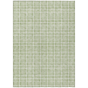 HomeRoots 5' Sage and Ivory Geometric Area Rug - Stylish, Washable Design for Indoor and Outdoor Spaces 9' X 12' 614717