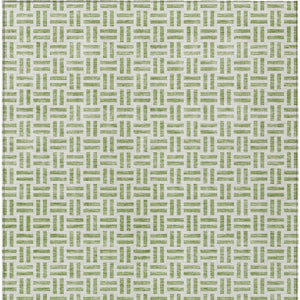 HomeRoots 5' Sage and Ivory Geometric Area Rug - Stylish, Washable Design for Indoor and Outdoor Spaces 9' X 12' 614717