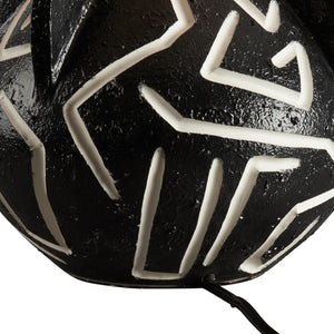 Wildwood Loris Ceramic Table Lamp — Italian-Made 24" Sculptural Black Glaze With White Geometric Inlays, Bold Centerpiece 61472