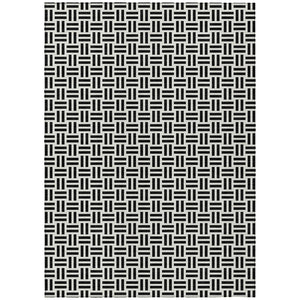 HomeRoots 5' Stylish Black and Ivory Geometric Area Rug - Durable, Washable, Perfect for Indoor & Outdoor Spaces 5' X 8' 614720