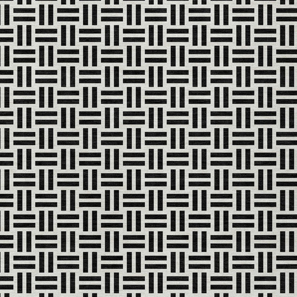 HomeRoots 5' Stylish Black and Ivory Geometric Area Rug - Durable, Washable, Perfect for Indoor & Outdoor Spaces 5' X 8' 614720