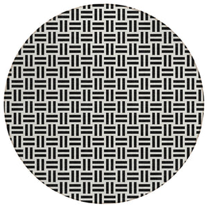 HomeRoots 5' Stylish Black and Ivory Geometric Area Rug - Durable, Washable, Perfect for Indoor & Outdoor Spaces 8' Round 614721