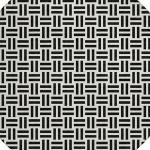HomeRoots 5' Stylish Black and Ivory Geometric Area Rug - Durable, Washable, Perfect for Indoor & Outdoor Spaces 8' Round 614721