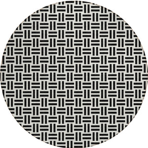 HomeRoots 5' Stylish Black and Ivory Geometric Area Rug - Durable, Washable, Perfect for Indoor & Outdoor Spaces 8' Round 614721