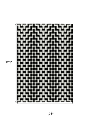 HomeRoots 5' Stylish Black and Ivory Geometric Area Rug - Durable, Washable, Perfect for Indoor & Outdoor Spaces 8' X 10' 614722