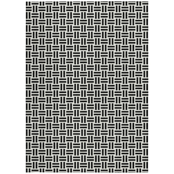 HomeRoots 5' Stylish Black and Ivory Geometric Area Rug - Durable, Washable, Perfect for Indoor & Outdoor Spaces 9' X 12' 614723