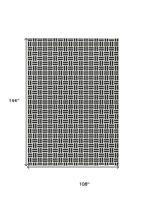 HomeRoots 5' Stylish Black and Ivory Geometric Area Rug - Durable, Washable, Perfect for Indoor & Outdoor Spaces 9' X 12' 614723