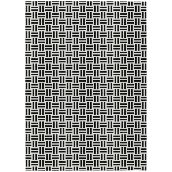 HomeRoots 5' Stylish Black and Ivory Geometric Area Rug - Durable, Washable, Perfect for Indoor & Outdoor Spaces 10' X 14' 614724