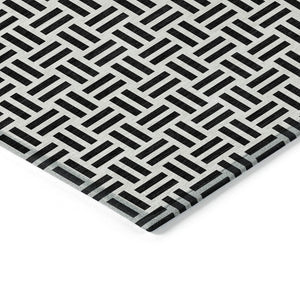HomeRoots 5' Stylish Black and Ivory Geometric Area Rug - Durable, Washable, Perfect for Indoor & Outdoor Spaces 10' X 14' 614724