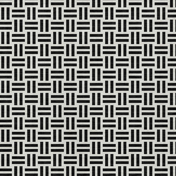 HomeRoots 5' Stylish Black and Ivory Geometric Area Rug - Durable, Washable, Perfect for Indoor & Outdoor Spaces 10' X 14' 614724