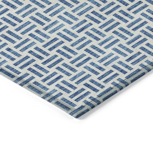 HomeRoots 5' Stylish Denim Blue and Ivory Geometric Area Rug for Indoor and Outdoor Spaces - Easy Care! 5' X 8' 614738
