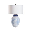 Wildwood Cino Italian Ceramic Table Lamp — 27" Sculptural Blue Bubble Glaze With Deep Cobalt Collar Accent 61474
