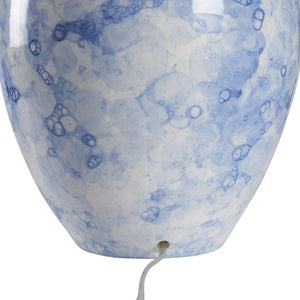 Wildwood Cino Italian Ceramic Table Lamp — 27" Sculptural Blue Bubble Glaze With Deep Cobalt Collar Accent 61474