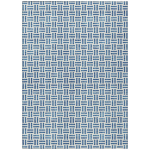 HomeRoots 5' Stylish Denim Blue and Ivory Geometric Area Rug for Indoor and Outdoor Spaces - Easy Care! 8' X 10' 614740