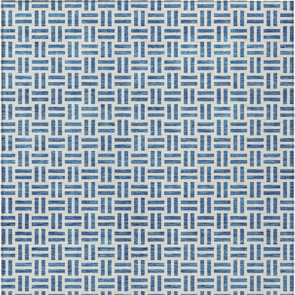 HomeRoots 5' Stylish Denim Blue and Ivory Geometric Area Rug for Indoor and Outdoor Spaces - Easy Care! 8' X 10' 614740