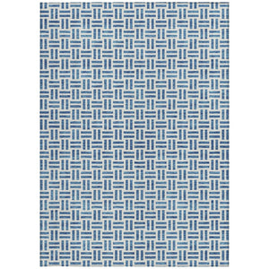 HomeRoots 5' Stylish Denim Blue and Ivory Geometric Area Rug for Indoor and Outdoor Spaces - Easy Care! 8' X 10' 614740