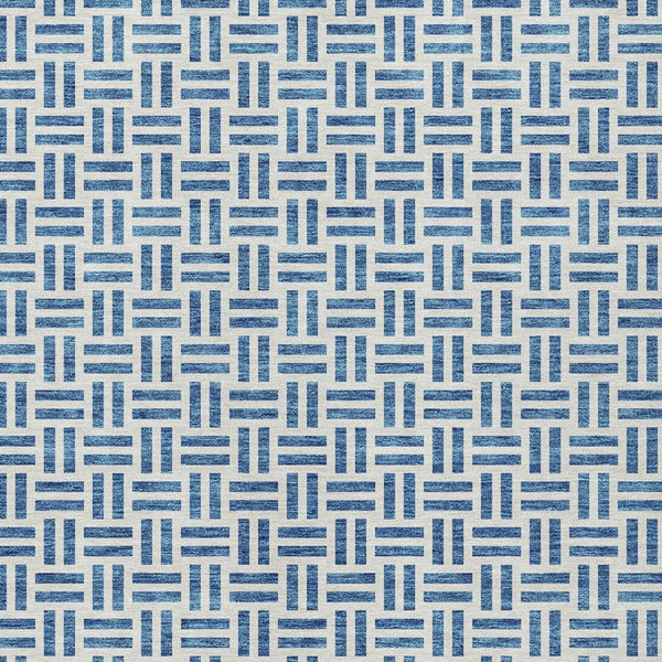 HomeRoots 5' Stylish Denim Blue and Ivory Geometric Area Rug for Indoor and Outdoor Spaces - Easy Care! 9' X 12' 614741