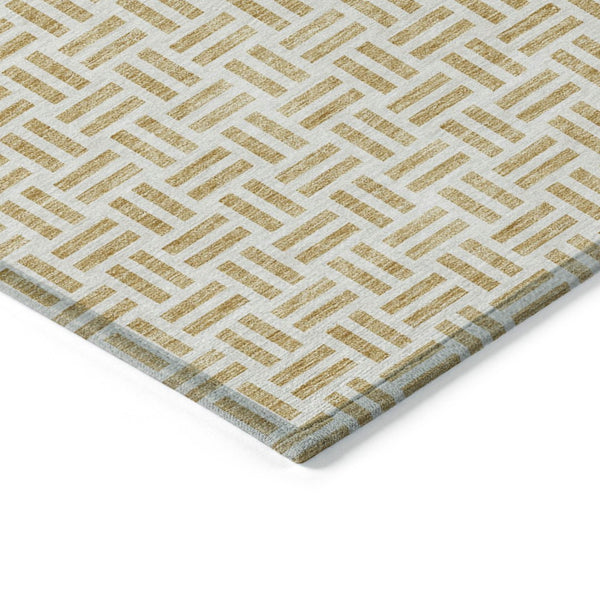 HomeRoots 5' Stylish Gold and Ivory Geometric Indoor Outdoor Area Rug – Durable, Washable, and Versatile Design 5' X 8' 614744