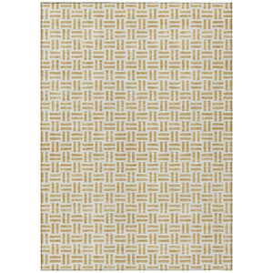 HomeRoots 5' Stylish Gold and Ivory Geometric Indoor Outdoor Area Rug – Durable, Washable, and Versatile Design 8' X 10' 614746