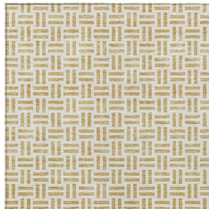 HomeRoots 5' Stylish Gold and Ivory Geometric Indoor Outdoor Area Rug – Durable, Washable, and Versatile Design 8' X 10' 614746