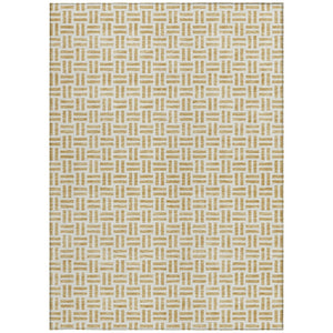 HomeRoots 5' Stylish Gold and Ivory Geometric Indoor Outdoor Area Rug – Durable, Washable, and Versatile Design 9' X 12' 614747