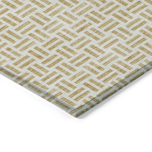 HomeRoots 5' Stylish Gold and Ivory Geometric Indoor Outdoor Area Rug – Durable, Washable, and Versatile Design 9' X 12' 614747