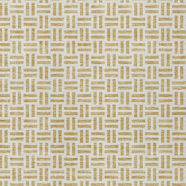 HomeRoots 5' Stylish Gold and Ivory Geometric Indoor Outdoor Area Rug – Durable, Washable, and Versatile Design 9' X 12' 614747