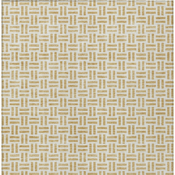 HomeRoots 5' Stylish Gold and Ivory Geometric Indoor Outdoor Area Rug – Durable, Washable, and Versatile Design 10' X 14' 614748