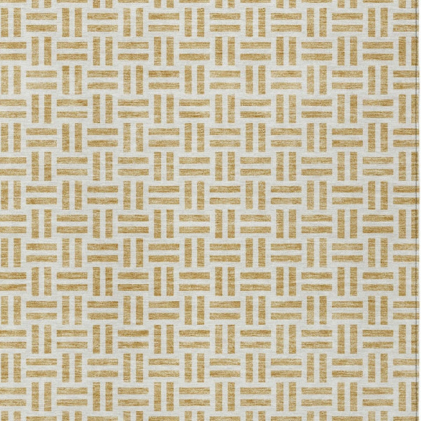 HomeRoots 5' Stylish Gold and Ivory Geometric Indoor Outdoor Area Rug – Durable, Washable, and Versatile Design 10' X 14' 614748