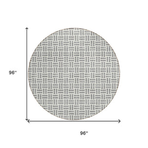 HomeRoots 5' Gray and Ivory Geometric Washable Area Rug – Stylish, Durable, and Ideal for Indoor or Outdoor Spaces 8' Round 614751