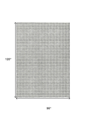 HomeRoots 5' Gray and Ivory Geometric Washable Area Rug – Stylish, Durable, and Ideal for Indoor or Outdoor Spaces 8' X 10' 614752