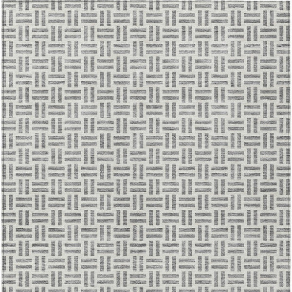HomeRoots 5' Gray and Ivory Geometric Washable Area Rug – Stylish, Durable, and Ideal for Indoor or Outdoor Spaces 10' X 14' 614754
