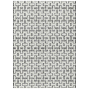HomeRoots 5' Gray and Ivory Geometric Washable Area Rug – Stylish, Durable, and Ideal for Indoor or Outdoor Spaces 10' X 14' 614754